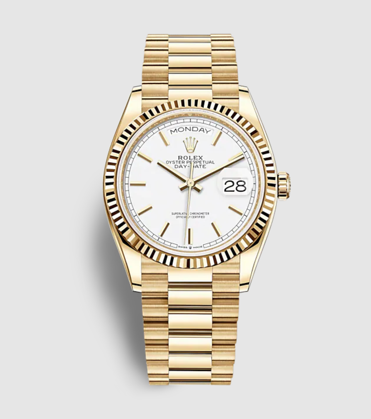 Rolex Day Date Rolex Gold with White Dial Replica Clone