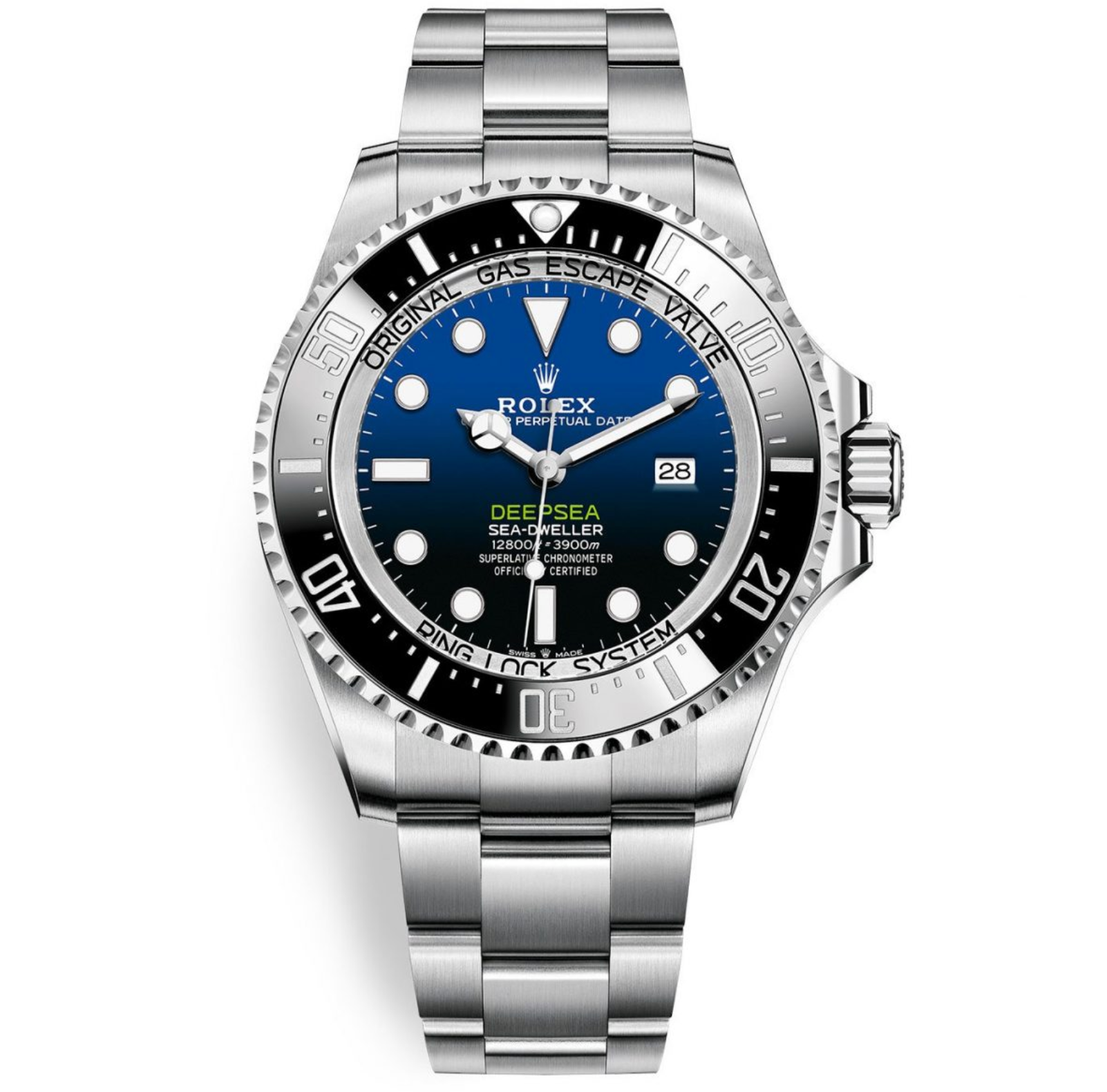 Replica Rolex Deepsea Rubber Band - Silver/Dark Blue - IP Empire Replica Watches