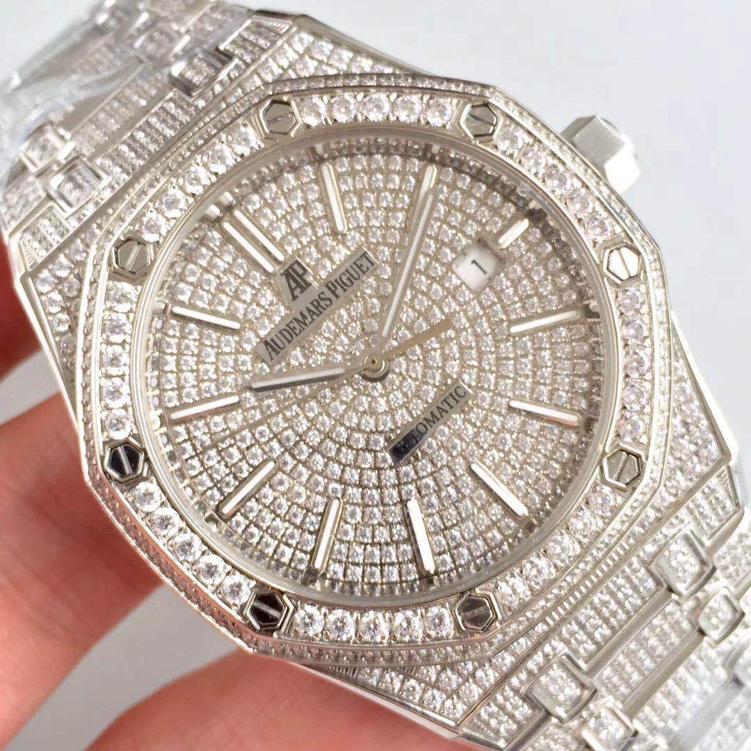 Best Swiss Clone Swiss Made Best Replica Audemars Piguet Royal Oak 15400 STAINLESS STEEL & DIAMOND SILVER DIAL SWISS 3120 - Replica Swiss Clones Watches