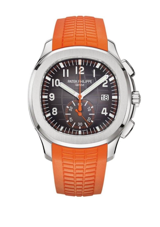 Patek Philippe Aquanaut Chronograph 5968A Orange Rubber Strap Black Dial - IP Empire Replica Watches