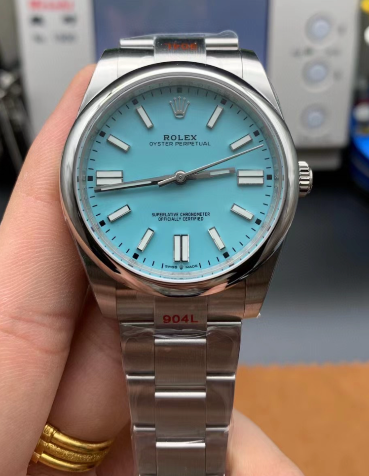 Top Clone Rolex Oyster Perpetual 41 MM Turquoise tiffany Blue Dial Ref.124300 Movement Replica - IP Empire Replica Watches